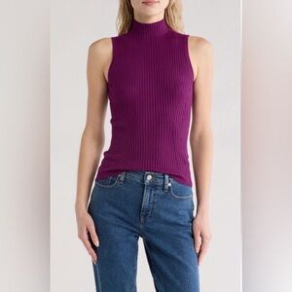 Madewell Purple Cowl Neck Sleeveless Sweater